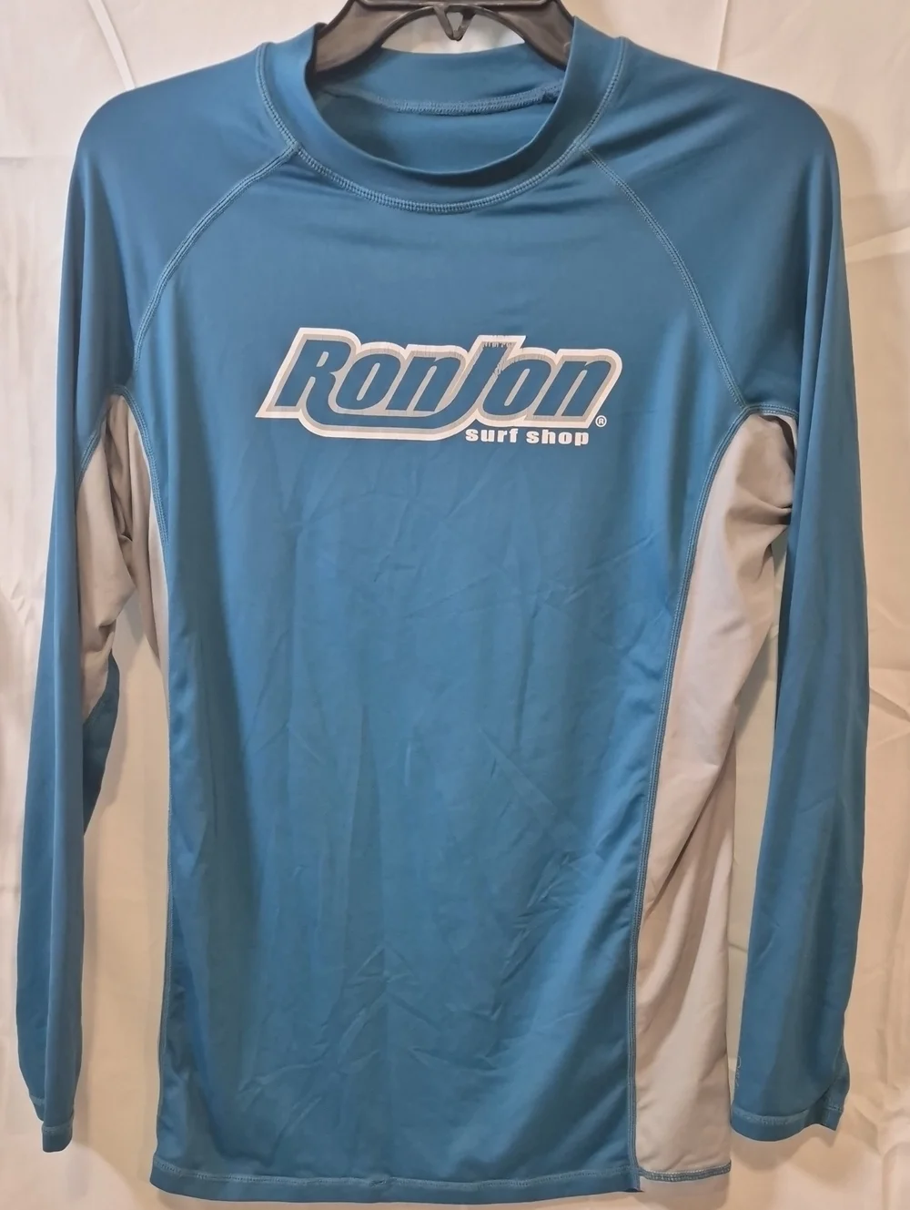 Ron Jon Men’s Long Sleeve Teal and Light Gray Rash Guard